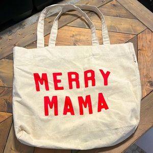 MERRY MAMA canvas tote. Pocket inside NWT